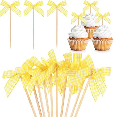 M METERXITY 60-Pack Bow Cupcake Toppers, Ribbon Bow Cake Toppers Plaid Bowknot Cupcake Picks Birthday Cake Decor for Bridal Shower/Wedding/Bachelorette Party/Birthday Decor [Red] in Kuwait