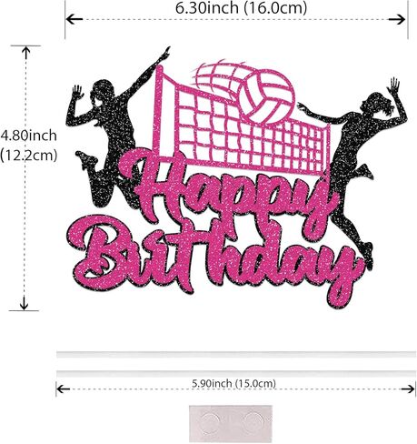 Volleyball Happy Birthday Cake Topper, Volleyball Player Cake Decor, Volleyball Theme Baby Shower Sport Birthday Party Cake Decorations Supplies for Girl (Pink) in Saudi Arabia