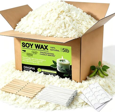 DINGPAI Natural Soy Wax for Candle Making, 2lb Organic Soy Wax Flakes, Premium Soy Candle Wax for Candle Making Supplies, Pure Natural Candle Making Soy Wax in Saudi Arabia