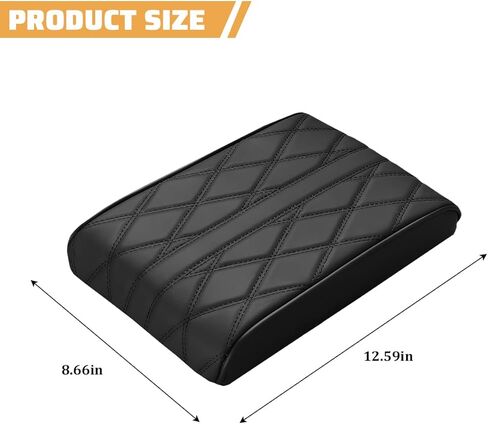 Car Center Console Cover, Nappa Leather & Memory Foam Vehicle Armrest Cushion, Waterproof Automotive Interior Arm Rest Cover Protector Accessories, Universal for SUV Sedan Truck (Black) in Saudi Arabia