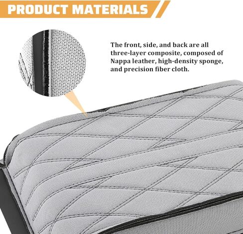 Car Center Console Cover, Nappa Leather & Memory Foam Vehicle Armrest Cushion, Waterproof Automotive Interior Arm Rest Cover Protector Accessories, Universal for SUV Sedan Truck (Black) in Saudi Arabia