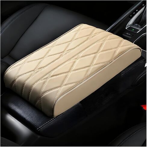 Car Center Console Cover, Nappa Leather & Memory Foam Vehicle Armrest Cushion, Waterproof Automotive Interior Arm Rest Cover Protector Accessories, Universal for SUV Sedan Truck (Black) in Saudi Arabia