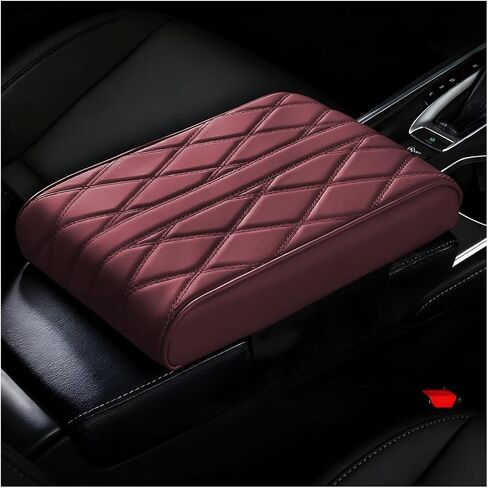 Car Center Console Cover, Nappa Leather & Memory Foam Vehicle Armrest Cushion, Waterproof Automotive Interior Arm Rest Cover Protector Accessories, Universal for SUV Sedan Truck (Black) in Saudi Arabia