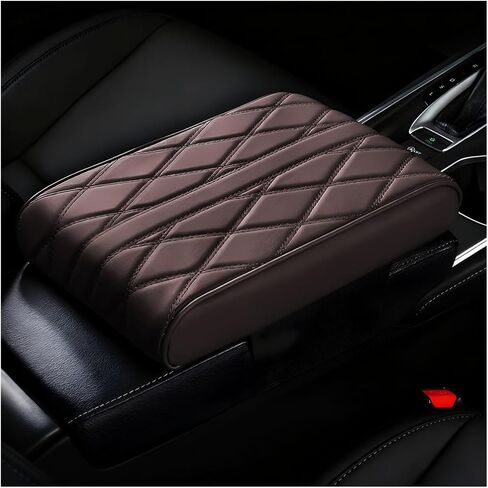 Car Center Console Cover, Nappa Leather & Memory Foam Vehicle Armrest Cushion, Waterproof Automotive Interior Arm Rest Cover Protector Accessories, Universal for SUV Sedan Truck (Black) in Saudi Arabia