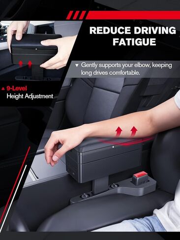 for 2-in-1 Car Armrest & Car Seat Gap Filler - Adjustable Sponge Armrest with 9-Level Height - 15W Wireless Charging & 50W Power Dock - Dual-Layer Car Storage Box - Fits Driver & Passenger in Saudi Arabia