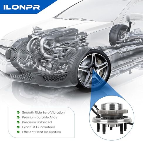 ILONPA 515050 Front Wheel Bearing & Hub Assembly for 2002-2005 Ford Explorer/for 2003-2005 Lincoln Aviator/for 2002-2005 Mercury Mountaineer, 5 Lugs w/ABS Hubs Assemblies 2003 2004, 2PCS in Kuwait
