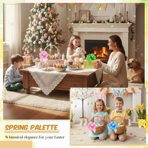 Sanwuta 64 Pcs 64 Pcs Easter Pull Bows, Large Easter Gift Wrapping Bows 6 Inch for Easter Gift Basket Bag Box Assorted Gift Pull Bows Birthday Wedding Party Wrapping Decoration Supplies in Saudi Arabia