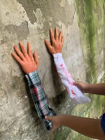 Halloween Blood Hands Decoration Haunted House Scary Fake Broken Severed Hand Body Prank Party Prop in Saudi Arabia