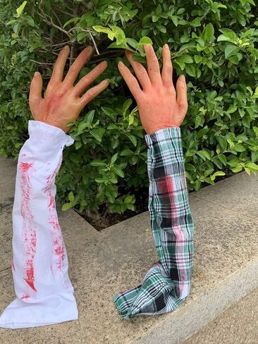 Halloween Blood Hands Decoration Haunted House Scary Fake Broken Severed Hand Body Prank Party Prop in Saudi Arabia