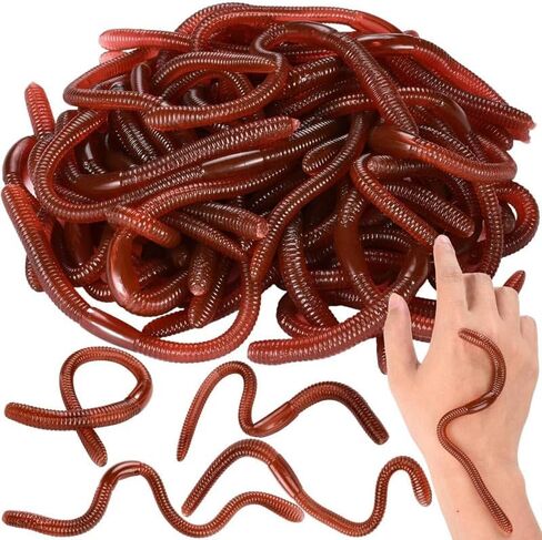 30 Pcs 7.1inch Fake Earthworm Soft Stretchy Rubber Earthworm Lifelike Worm for Halloween Pranks, April Fools Tricks, Party Decorations, Photography Props in Saudi Arabia