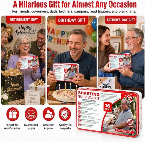Hawkrown Funny Shart Survival Kit, Funny Gag Kit for Men, Novelty Birthday Gift for Men, Father's Day Prank Gift, Includes Disposable Underpants, Wet Wipes, Reusable Tin in Saudi Arabia