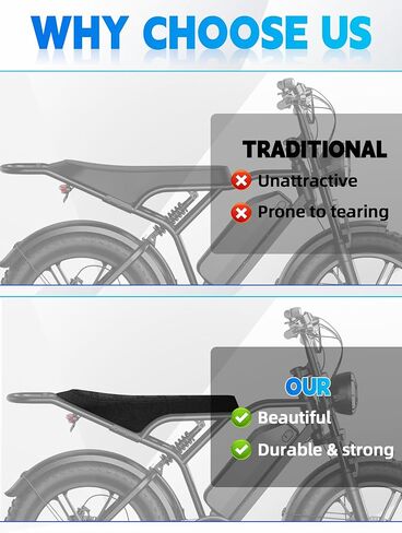 Seat Cover for TST Electric Bike for Adults,Non-Slip PVC Cushion Cover for Ebike E Bike Bicycles E-Bikes TST R002 R002S-Black in Kuwait