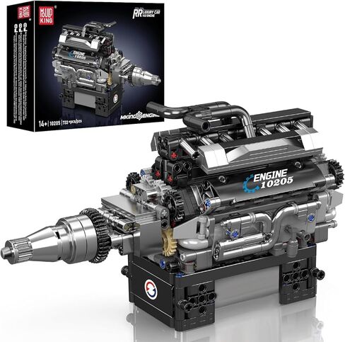 مجموعات لبنات بناء المحرك V12 ، مجموعة طرازات محرك السيارات 10205 التي تعمل ، بناء محرك MINI MODER الخاص بك ، ألعاب هندسة بناء محرك 12 أسطوانة للأطفال/البالغين (733+PCS) in Kuwait