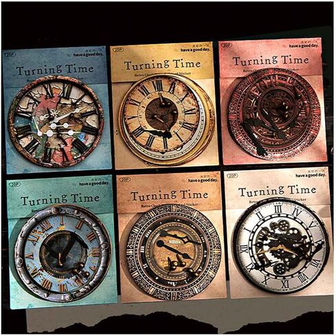 90PCS Steampunk Clock Junk Journal Supplies, Vintage Cardstock Clock Faces with Movable Hands & Metal Brads, DIY Scrapbook Embellishments for Junk Journal, Collage, Mixed Media Craft in Saudi Arabia