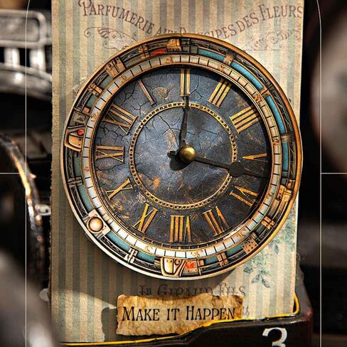 90PCS Steampunk Clock Junk Journal Supplies, Vintage Cardstock Clock Faces with Movable Hands & Metal Brads, DIY Scrapbook Embellishments for Junk Journal, Collage, Mixed Media Craft in Saudi Arabia
