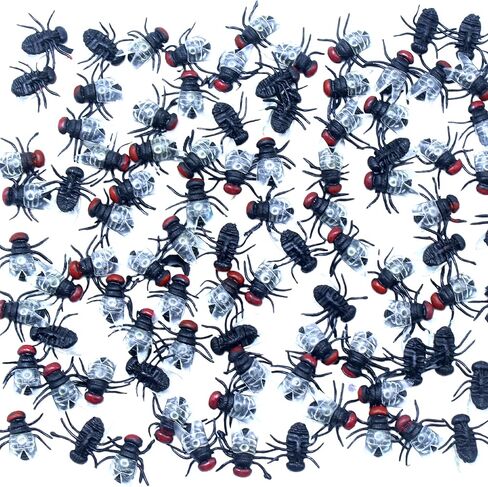 100Pcs Plastic Flies Fake Fly Realistic Insect Mini Flies Plastic Bugs for Halloween, April Fools' Day Pranks, Party Supplies, Joke Tricks in Kuwait