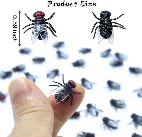 100Pcs Plastic Flies Fake Fly Realistic Insect Mini Flies Plastic Bugs for Halloween, April Fools' Day Pranks, Party Supplies, Joke Tricks in Kuwait