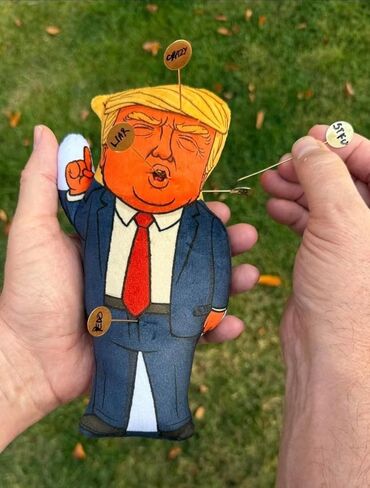 Trump Voodoo Doll with 5 Golden Pins, Political Satire Novelty Gag Gift, 8 Inch Entertainment Prop in Saudi Arabia
