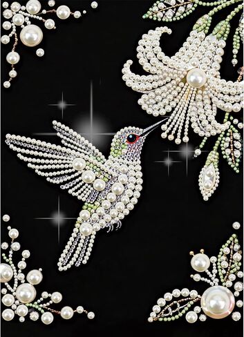 DPDAKIT Hummingbird Pearl Diamond Painting Kits for Adults, 5D Pearl Diamond Art Kits for Adults Beginner, DIY Diamond Dots Gem Art Craft for Home Decor 12x16 inch in Saudi Arabia
