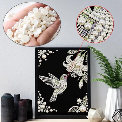 DPDAKIT Hummingbird Pearl Diamond Painting Kits for Adults, 5D Pearl Diamond Art Kits for Adults Beginner, DIY Diamond Dots Gem Art Craft for Home Decor 12x16 inch in Saudi Arabia