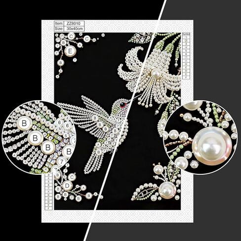 DPDAKIT Hummingbird Pearl Diamond Painting Kits for Adults, 5D Pearl Diamond Art Kits for Adults Beginner, DIY Diamond Dots Gem Art Craft for Home Decor 12x16 inch in Saudi Arabia