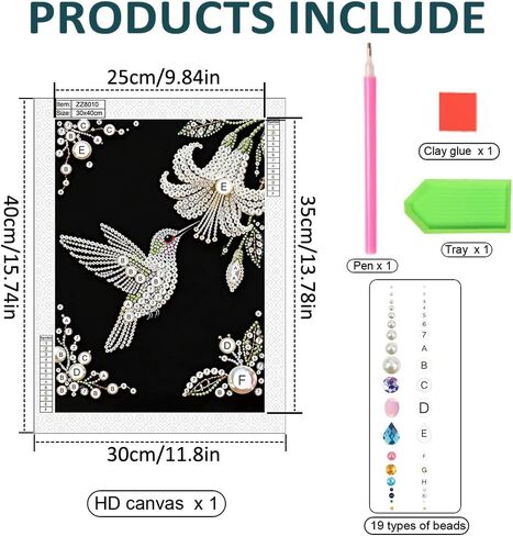 DPDAKIT Hummingbird Pearl Diamond Painting Kits for Adults, 5D Pearl Diamond Art Kits for Adults Beginner, DIY Diamond Dots Gem Art Craft for Home Decor 12x16 inch in Saudi Arabia