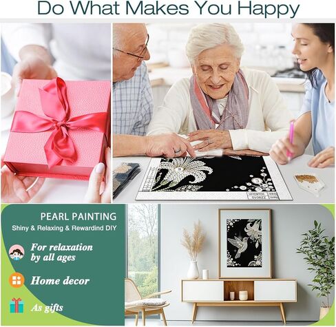 DPDAKIT Hummingbird Pearl Diamond Painting Kits for Adults, 5D Pearl Diamond Art Kits for Adults Beginner, DIY Diamond Dots Gem Art Craft for Home Decor 12x16 inch in Saudi Arabia