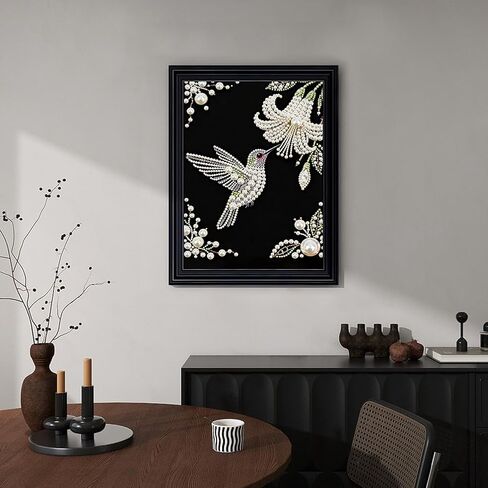 DPDAKIT Hummingbird Pearl Diamond Painting Kits for Adults, 5D Pearl Diamond Art Kits for Adults Beginner, DIY Diamond Dots Gem Art Craft for Home Decor 12x16 inch in Saudi Arabia
