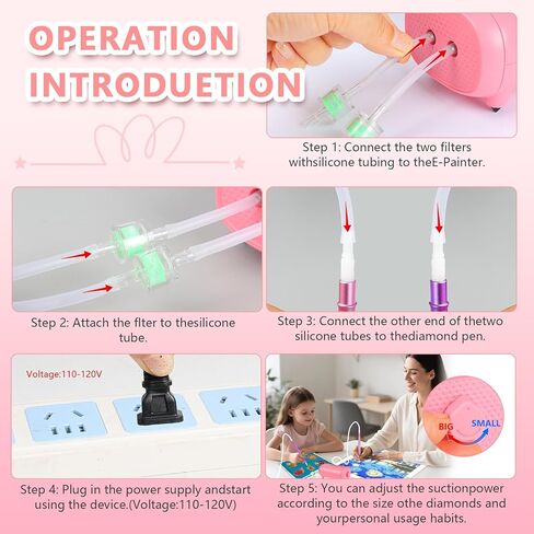 Heyseri Electric Diamond Painting Art Pen with Adjustable Suction, Epainter Vacuum Diamond Painting Pen for Art Accessories Without Wax - Dual Pens Simultaneous Operation, Quiet and Long-Lasting in Saudi Arabia