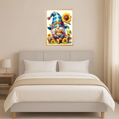 TYPUSOK Gnome Diamond Art Kits for Adults,Highland Cow Round Full Drill 5D Diamond Painting Kits for Beginners,Sunflower DIY Diamond Dots Pictures Gem Art Kit,Home Wall Decor 12x16in in Kuwait