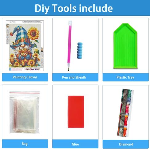 TYPUSOK Gnome Diamond Art Kits for Adults,Highland Cow Round Full Drill 5D Diamond Painting Kits for Beginners,Sunflower DIY Diamond Dots Pictures Gem Art Kit,Home Wall Decor 12x16in in Kuwait