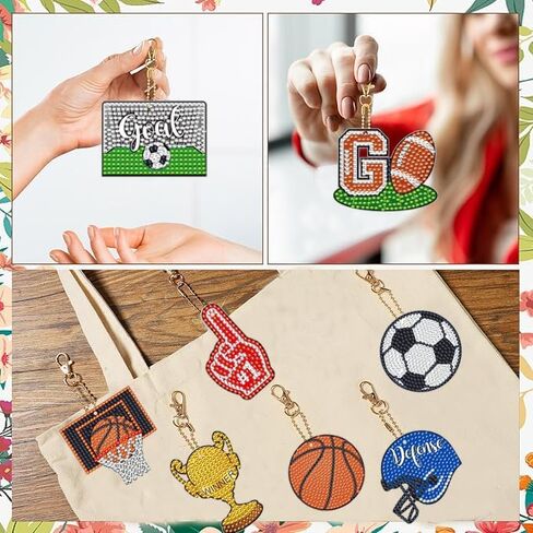 12 Pcs Sport Balls 5D DIY Diamond Art Painting Keychains Kits for Adult Beginners. Double Sided Hanging Sport Balls Keychains and Ornaments for Decoration Gifts (key04) in Kuwait