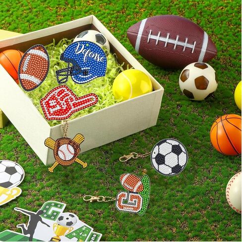 12 Pcs Sport Balls 5D DIY Diamond Art Painting Keychains Kits for Adult Beginners. Double Sided Hanging Sport Balls Keychains and Ornaments for Decoration Gifts (key04) in Kuwait
