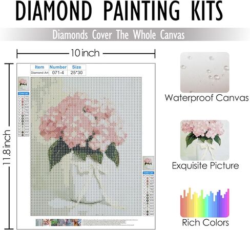 RLTXBUK Hydrangea Diamond Painting Kit for Adults, Pink Flower Diamond Art, Floral Gem Art DIY Craft for Beginners, Coquette Aesthetic Room Decor Gift 9.8x11.8 Inch in Kuwait
