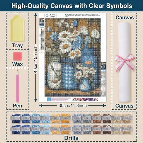 Diasy Diamond Art Kits for Adults, Flowers Diamond Painting Kits for Beginners, 5D Full Drill Gem Art Paint with Diamonds Dots Crafts Kits for Home Decor Gift 12x16inch in Kuwait