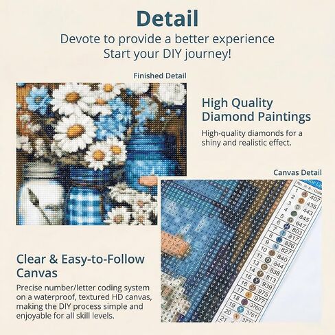 Diasy Diamond Art Kits for Adults, Flowers Diamond Painting Kits for Beginners, 5D Full Drill Gem Art Paint with Diamonds Dots Crafts Kits for Home Decor Gift 12x16inch in Kuwait