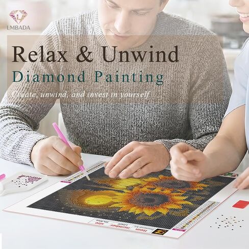 LMBADA Sunflowers Diamond Painting Kits for Adults, 5D Floral Diamond Art Kits for Beginner, Round Full Drill Painting DIY Dot Gem Crafts Home Wall Decor Gift 12x12 Inch in Kuwait