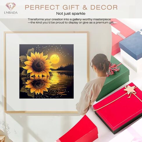 LMBADA Sunflowers Diamond Painting Kits for Adults, 5D Floral Diamond Art Kits for Beginner, Round Full Drill Painting DIY Dot Gem Crafts Home Wall Decor Gift 12x12 Inch in Kuwait