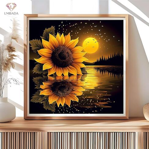 LMBADA Sunflowers Diamond Painting Kits for Adults, 5D Floral Diamond Art Kits for Beginner, Round Full Drill Painting DIY Dot Gem Crafts Home Wall Decor Gift 12x12 Inch in Kuwait