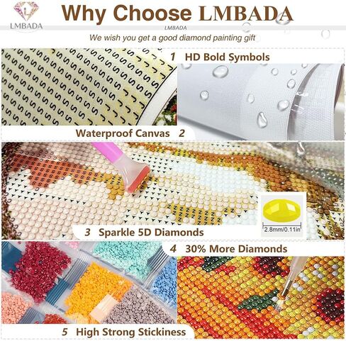 LMBADA Sunflowers Diamond Painting Kits for Adults, 5D Floral Diamond Art Kits for Beginner, Round Full Drill Painting DIY Dot Gem Crafts Home Wall Decor Gift 12x12 Inch in Kuwait