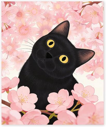 Qykwz Coquette Trendy Black Cat Diamond Painting Kits for Adults, Cat Lover Gifts, Funky Pink Sunglasses Kitty Diamond Art Kits, DIY Full Drill Gem Art Kit for Home Wall Decor,10x11.8 Inch in Saudi Arabia