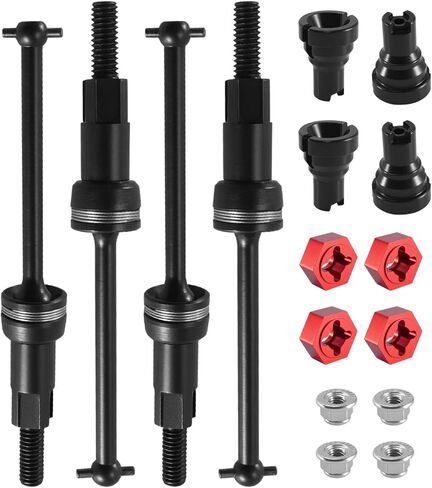 2 Pcs #45 Steel CVD Driveshaft Front and Rear Drive Shafts Set Fit for Arrma Mojave Grom 4X4 Brushed RC 1/16 Replace ARA311227 ARA311229 in Saudi Arabia