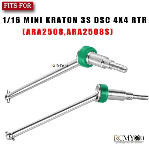 RC Upgrade Parts Center Slider Driveshaft&CVD for (ARA2508,ARA2508S) 1/16 MINI KRATON 3S DSC 4X4 RTR, Front Rear #45 Steel Drive Shaft Axle Center Slider CVD with Hex Hops Up,Silver-Green in Kuwait