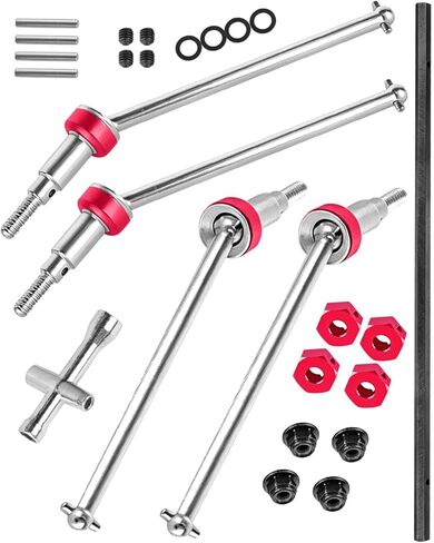 RC Upgrade Parts Center Slider Driveshaft&CVD for (ARA2508,ARA2508S) 1/16 MINI KRATON 3S DSC 4X4 RTR, Front Rear #45 Steel Drive Shaft Axle Center Slider CVD with Hex Hops Up,Silver-Green in Kuwait