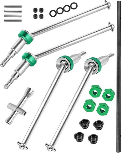 RC Upgrade Parts Center Slider Driveshaft&CVD for (ARA2508,ARA2508S) 1/16 MINI KRATON 3S DSC 4X4 RTR, Front Rear #45 Steel Drive Shaft Axle Center Slider CVD with Hex Hops Up,Silver-Green in Kuwait