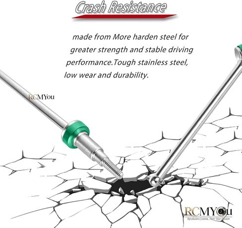 RC Upgrade Parts Center Slider Driveshaft&CVD for (ARA2508,ARA2508S) 1/16 MINI KRATON 3S DSC 4X4 RTR, Front Rear #45 Steel Drive Shaft Axle Center Slider CVD with Hex Hops Up,Silver-Green in Kuwait