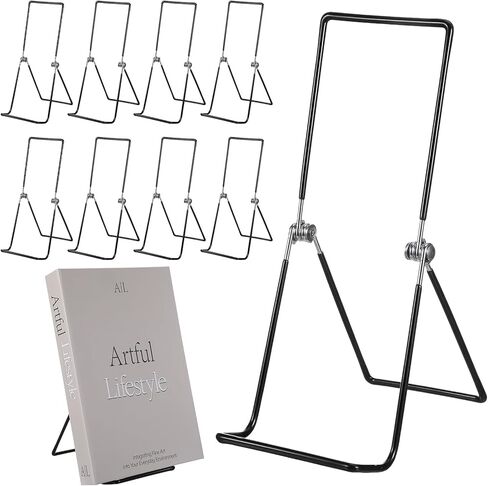 10 PCS Metal Book Stand, 9.17 Inch Adjustable Plate Display Stand Bulk Foldable Black Metal Easels Portable Stands for Books, Photo Frames, Vinyl Records, Paintings and Handicrafts-Black in Saudi Arabia