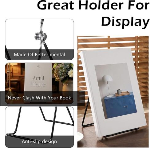 10 PCS Metal Book Stand, 9.17 Inch Adjustable Plate Display Stand Bulk Foldable Black Metal Easels Portable Stands for Books, Photo Frames, Vinyl Records, Paintings and Handicrafts-Black in Saudi Arabia