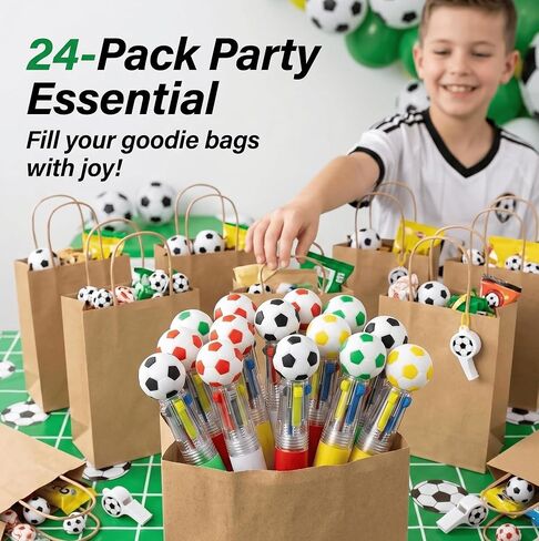 24 Pcs Soccer Party Favor Sport Pen, 4-in-1 Multicolor 0. 5mm Ballpoint Pens for Soccer Themed Party Goodie Bag Stuffers Kids Birthday Gifts Teacher Supplies, Bulk in Kuwait
