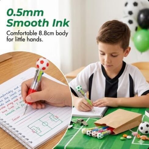 24 Pcs Soccer Party Favor Sport Pen, 4-in-1 Multicolor 0. 5mm Ballpoint Pens for Soccer Themed Party Goodie Bag Stuffers Kids Birthday Gifts Teacher Supplies, Bulk in Kuwait